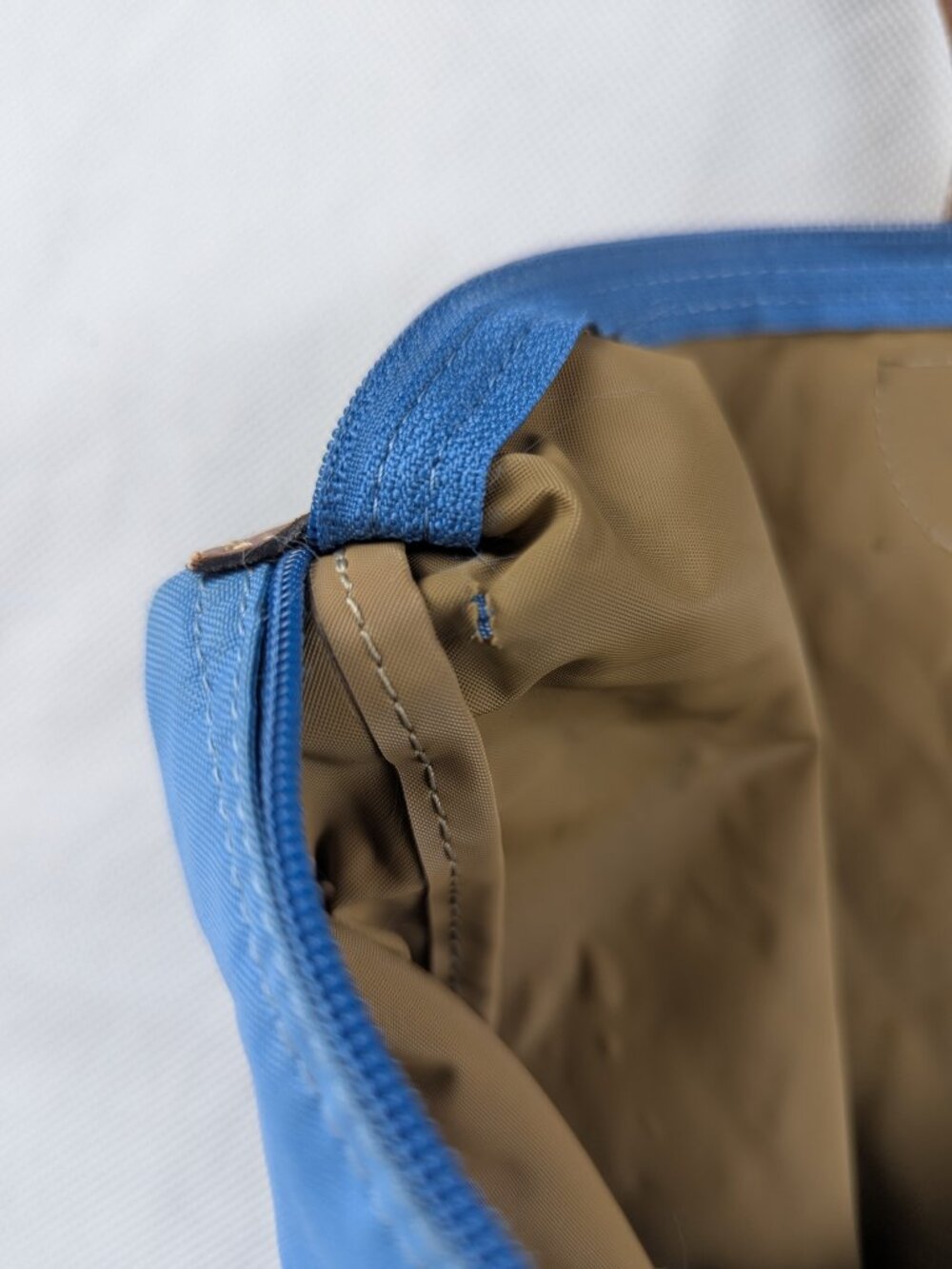 Pre-Owned Longchamp Le Pliage Blue Tote Bag Nylon Leather Trim - Authentic - Picture 10 of 16